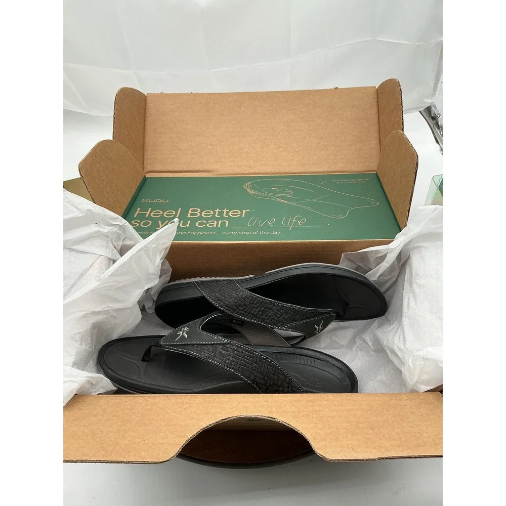 Kuru Kala Mens Orthotic‎ Flip Flop Sandals Grey Black Size 8